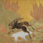 Gaston SUISSE (1896-1988) - Antilopes cervicapres sautant un ruisseau. 1933.